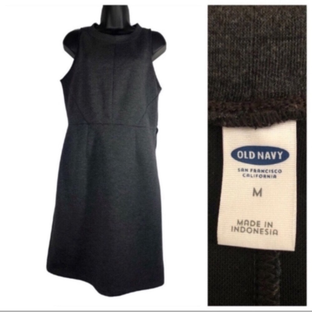 Old Navy Women’s Sz Med Gray Pullover sleeveless dress w side zipper Crew neck